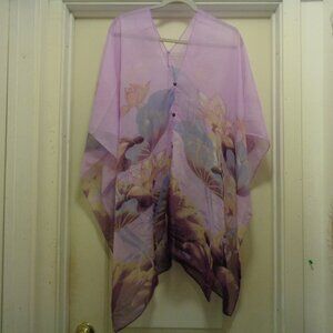 FLOATY GIRL PRETTY GIRL SOFT GIRL LAVENDER & FLOWERS SHEER OVER TOP 1X T…